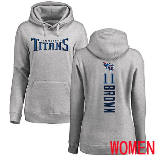 Tennessee Titans Ash Women A.J. Brown Backer NFL Football #11 Pullover Hoodie Sweatshirts